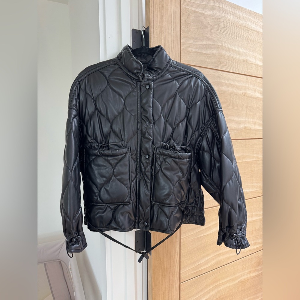 Black Quilted Women's Zara Faux Leather Jacket